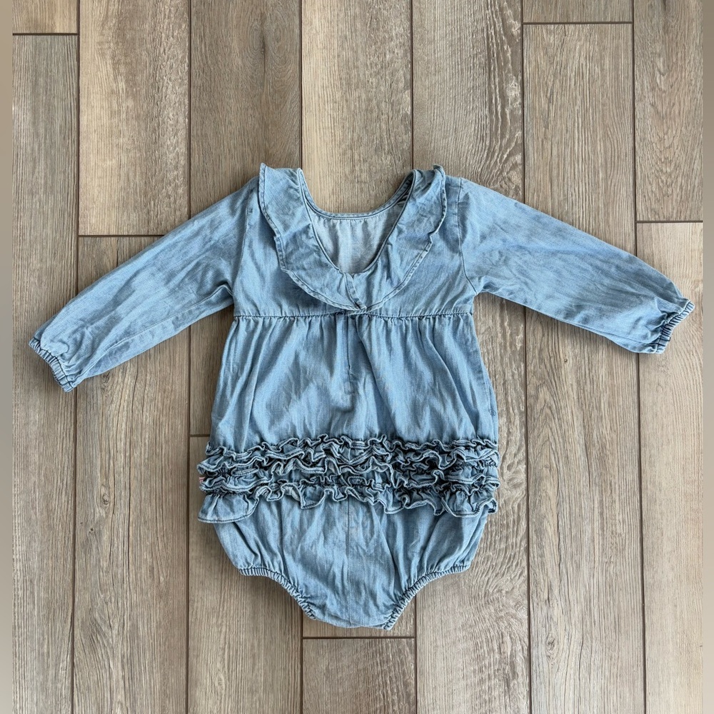RuffleButts Chambray Bubble Romper